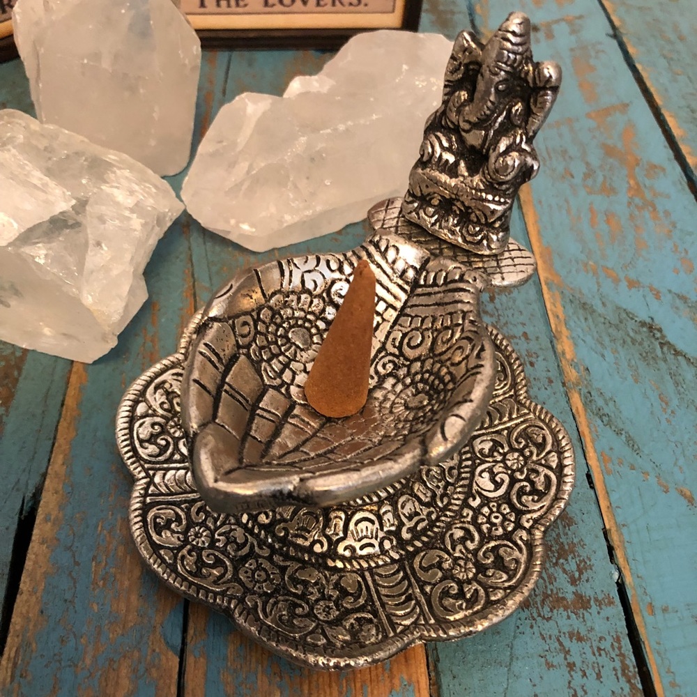 Hand carved incense cone burner